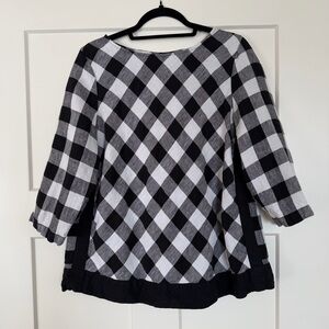 J Jill Gingham Linen Flowy Top